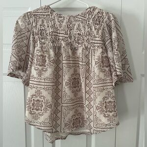 Fab’rik women’s beige and brown blouse- SZ Small
